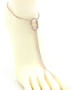 Rhinestone Simple Knotted Toering Anklet AN300044 ROSEGOLD